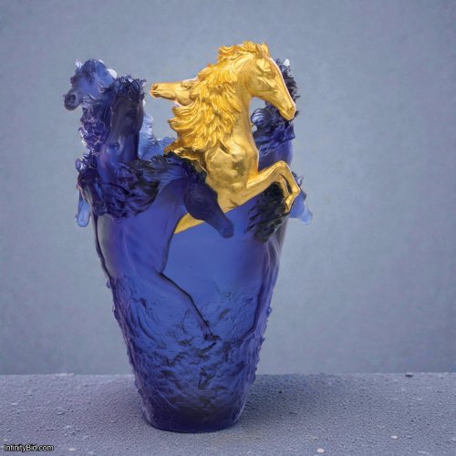 Daum Cavalcade – Magnum Vase Blue with Gold Finish Limited Edition of 25 SKU: 05381-13