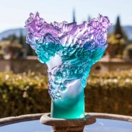 Daum Sweet Garden Medium Vase Violet & Turquoise Crystal Pâte de Verre 05719