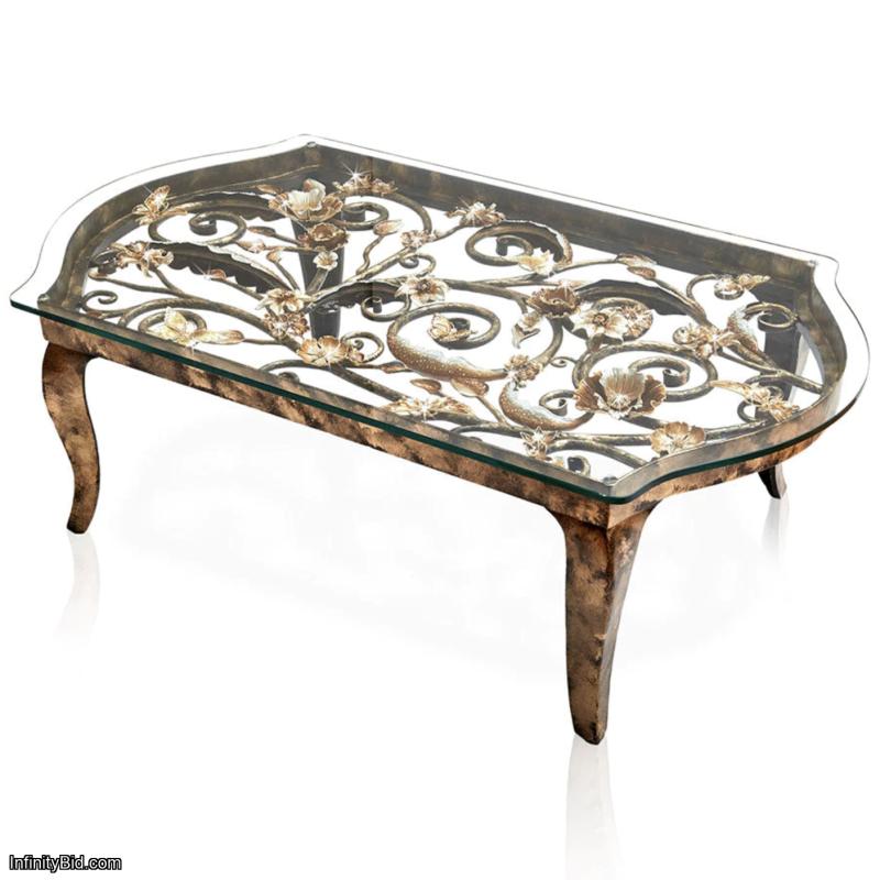 Everett Floral & Scroll Coffee Table Golden JAY STRONGWATER SKU: SHW3299-432