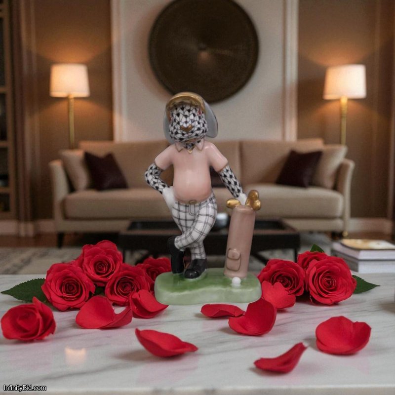 Herend Golf Bunny – Vieux Herend Black Fishnet (VHN)