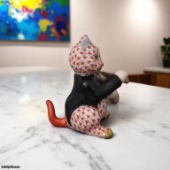 Herend Cat with Violin – Hand-Painted Porcelain Figurine | Item No. 05087000VH | Made in Hungary