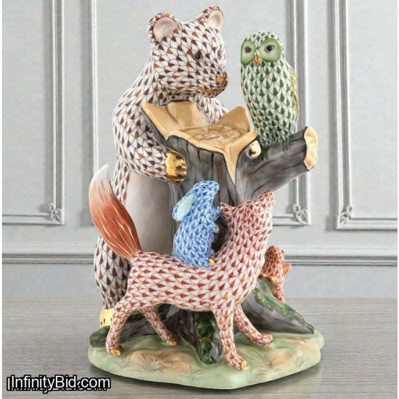 Herend Forest Friends Porcelain Figurine Bear Fox Rabbit Owl 16182000-VHS155