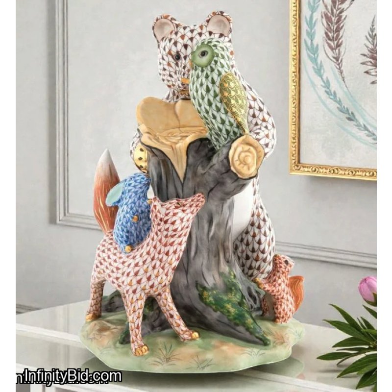 Herend Forest Friends Porcelain Figurine Bear Fox Rabbit Owl 16182000-VHS155