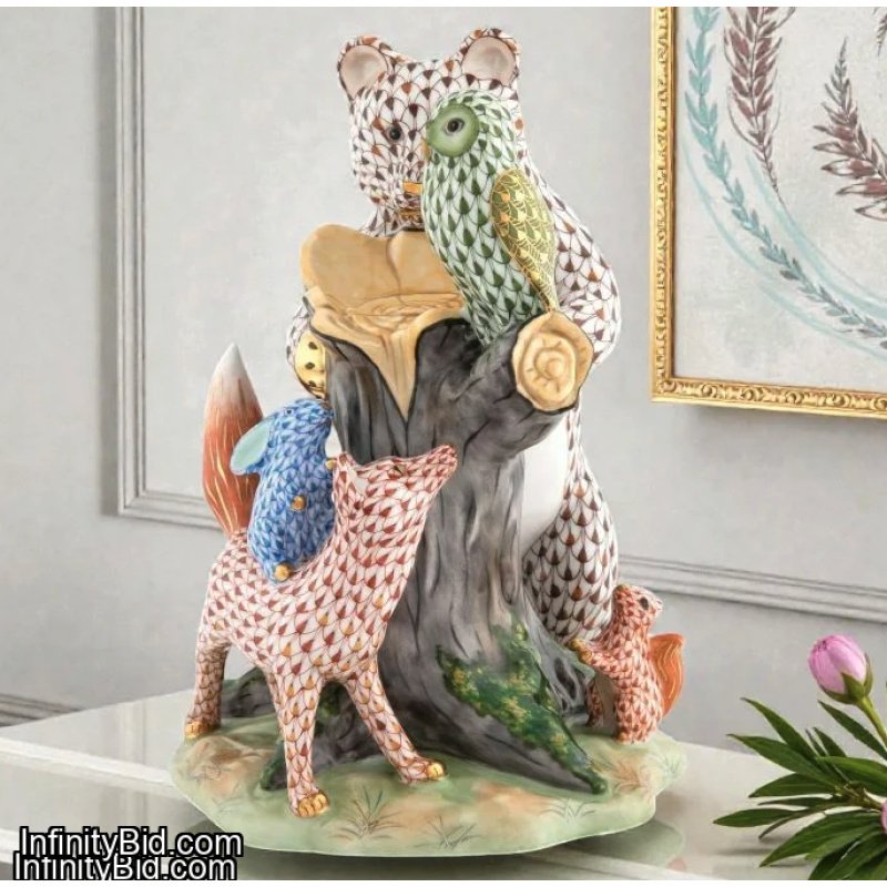 Herend "Forest Friends" Limited Edition Figurine | Bear, Rabbit, Fox, Squirrel & Owl | SKU: 16182000-VHS155