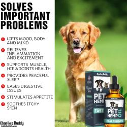 Charlie & Buddy Hеmp Оil for Dogs Cats - Helps Pets with Аnxiеty, Pаin, Strеss, Slееp, Аrthritis, Sеizures Rеlief - Нiр Jоint Hеalth - Cаlming Trеats
