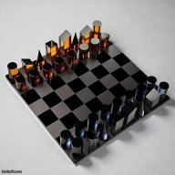 ​Italfama Plexiglass Chess Set SKU: PL4CM + PL4CB Black Dark Orange Chess Pieces
