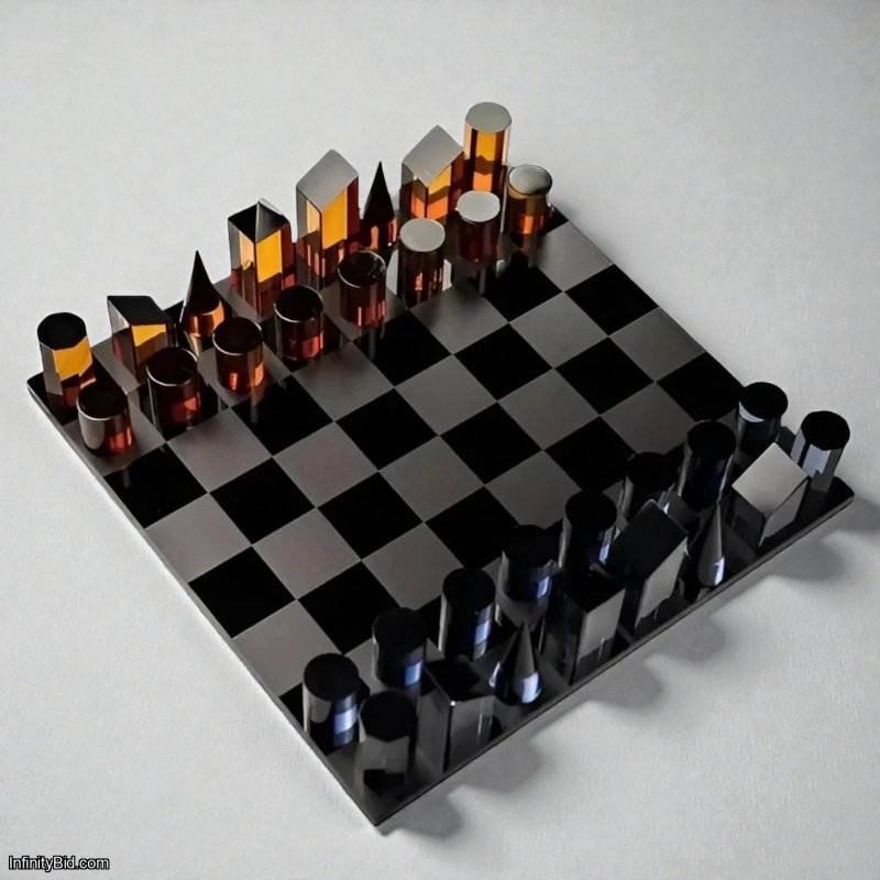 ​Italfama Plexiglass Chess Set SKU: PL4CM + PL4CB Black Dark Orange Chess Pieces