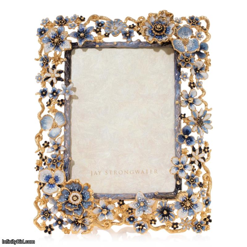 Ophelia Cluster Floral 5 x 7 Frame Delft Garden JAY STRONGWATER SPF5859-284