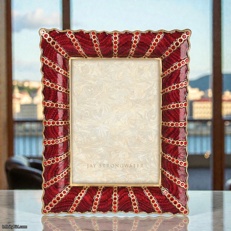 Jay Strongwater Blair Ruffled Edge 5" x 7" Frame – Ruby SKU: SPF5780-224