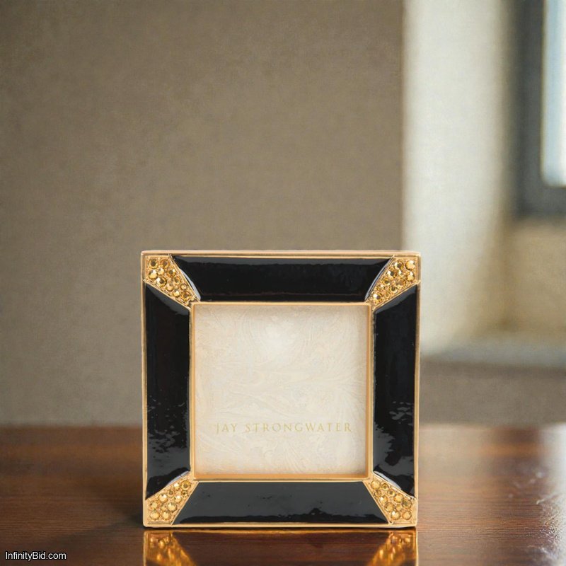 Jay Strongwater Leland Pavé Corner 2" Frame – Black SKU: SPF5130-273