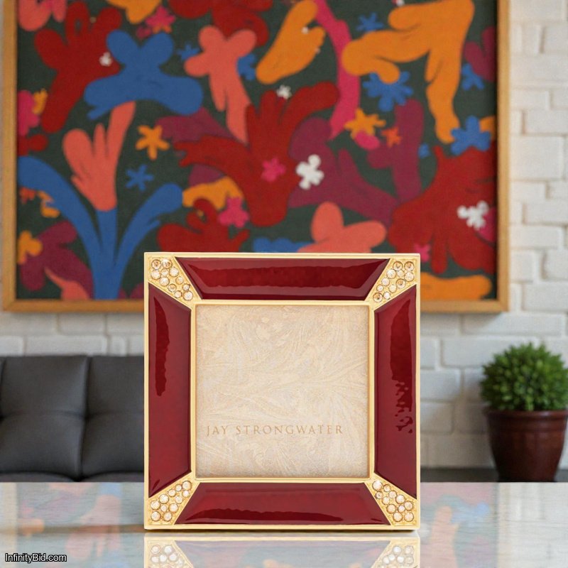 Jay Strongwater Leland Pavé Corner 2" Frame – Ruby SKU: SPF5130-224