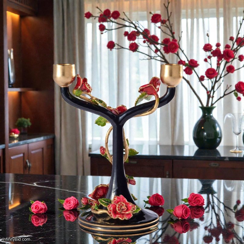 Jay Strongwater Lisha Night Bloom Double Bejeweled Candlestick SKU: SDH2586-256