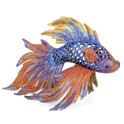 Jay Strongwater Namoko Fighting Fish 14K Gold Crystal Figurine SDH1856-230