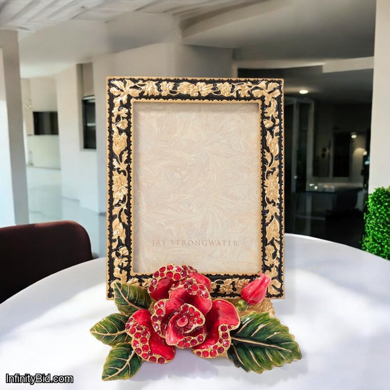 Jay Strongwater Kaylee Night Bloom Rose 3" x 4" Bejeweled Frame SKU: SPF5869-250
