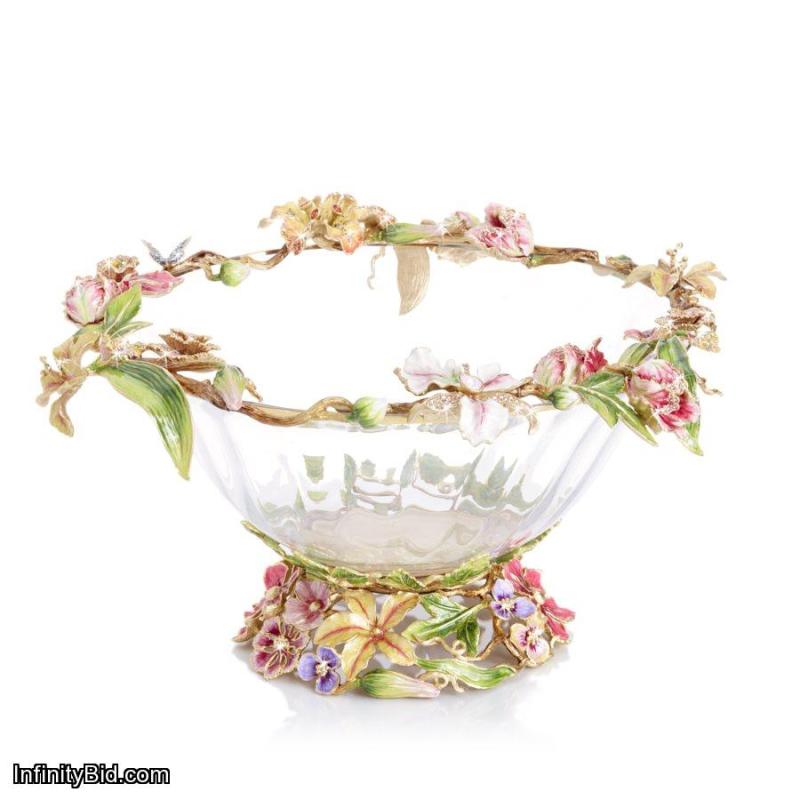 Jay Strongwater Cornelis Dutch Floral Glass Bowl SDH2545-256