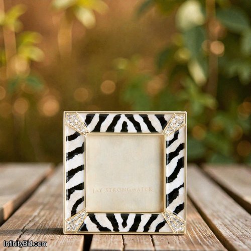 Jay Strongwater Leland Pavé Corner 2" Frame – Zebra Striped SKU: SPF5130-280