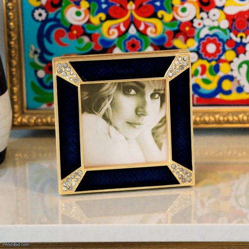 Jay Strongwater Leland Pavé Corner 2" Frame – Delft Garden SKU: SPF5130-284