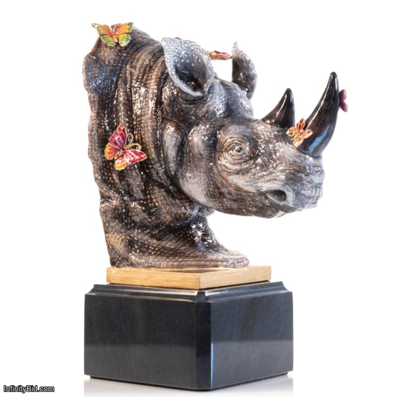 Jay Strongwater Rhino Bust With Butterflies Object SDH1953-251
