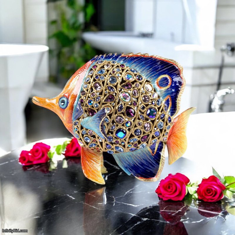 Jay Strongwater Westin Butterfly Fish Figurine – Handcrafted Luxury Home Decor SKU: SDH1823-239