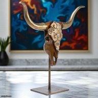 Jay Strongwater Keeffe Cow Skull Objet with Stand – Limited Edition Home Decor Sculpture SKU: SDH1922-234