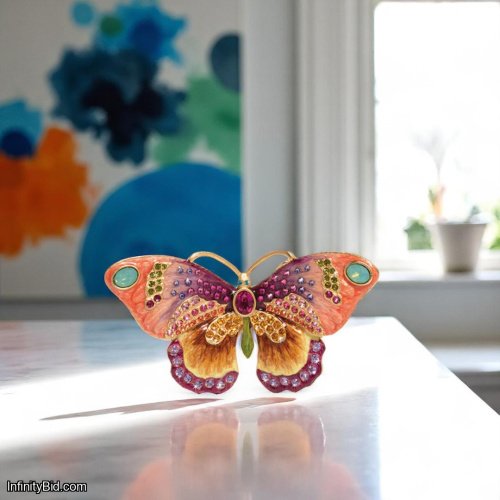 Jay Strongwater Madame Small Butterfly Figurine – Hand-Enameled with Swarovski® Crystals | Collectible Butterfly Sculpture