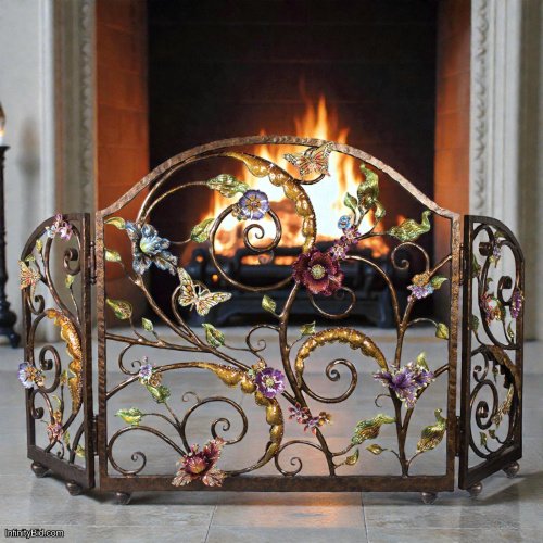 Jay Strongwater Vincente Fireplace Screen – Flora & Fauna | SHW3256-450