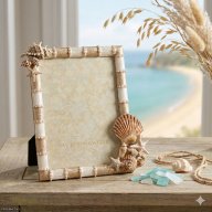 Jay Strongwater Dune Seashell 5x7 Frame Gold Enamel Coastal Crustal SPF5931-230