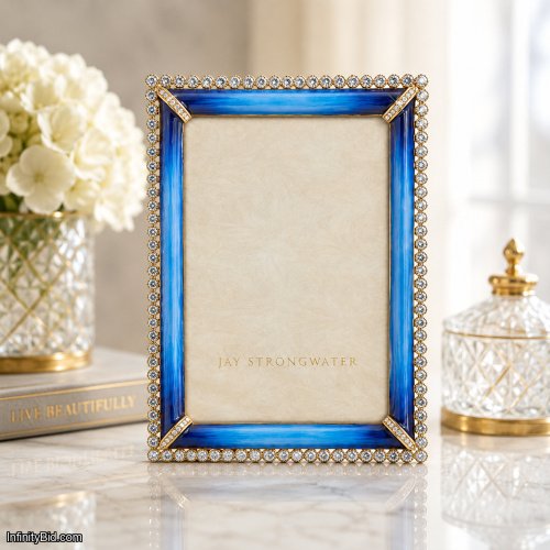 Jay Strongwater Lorraine Stone Edge 4x6 Frame Lapis Blue Crystal SPF5919-261