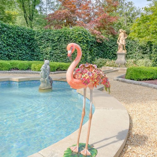 Jay Strongwater Amira Floral Flamingo Figurine Enamel Metal SDH1958-456 New