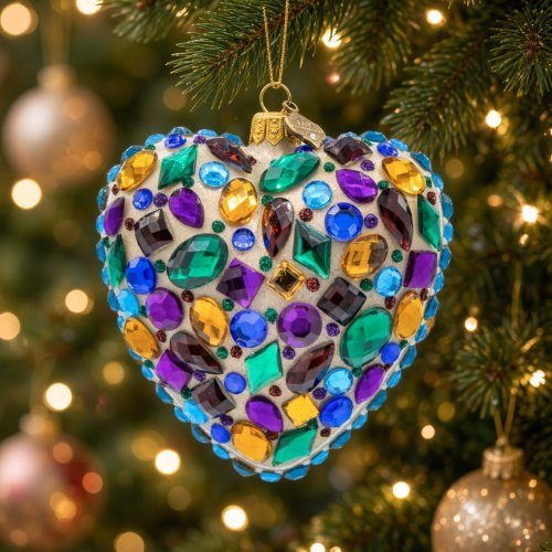 Jay Strongwater Bejeweled Heart Ornament – Hand-Set European Crystals, Mouth-Blown Polish Glass Luxury Holiday Collectible (SKU: SDH20119-208)