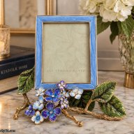 Jay Strongwater Colbie Hydrangea 3x4 Picture Frame Blue Enamel Crystal SPF5870-283