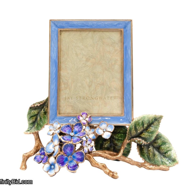 Jay Strongwater Colbie Hydrangea 3x4 Picture Frame Blue Enamel Crystal SPF5870-283