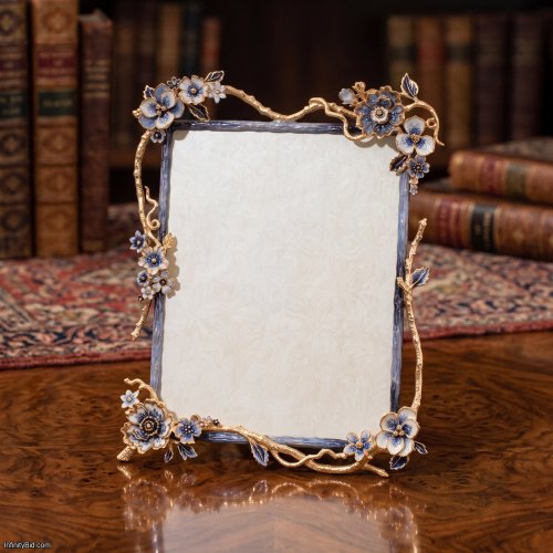 Jay Strongwater Delilah Floral Branch Frame Delft Garden SPF5860-284
