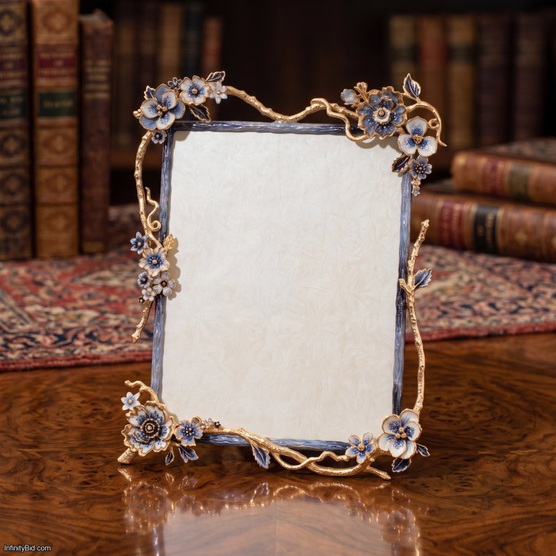 Jay Strongwater Delilah Floral Branch Frame Delft Garden SPF5860-284