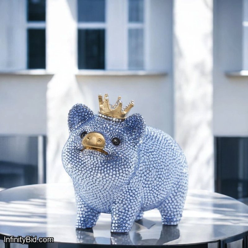 Jay Strongwater Gatsby Pavé Piggy Bank — Pale Blue SKU: SDH6653-225