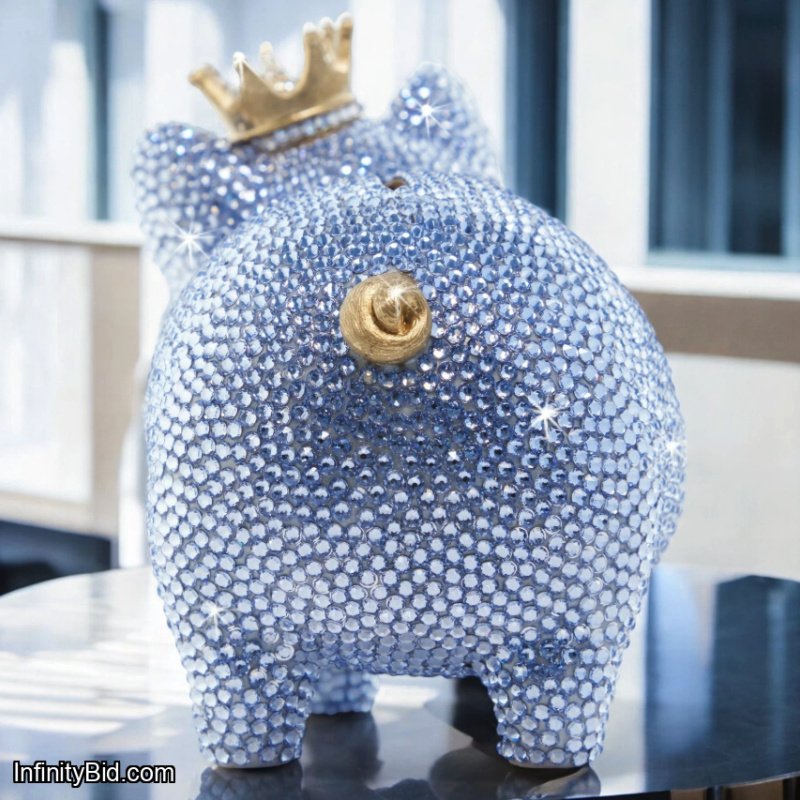 Jay Strongwater Gatsby Pavé Piggy Bank — Pale Blue SKU: SDH6653-225