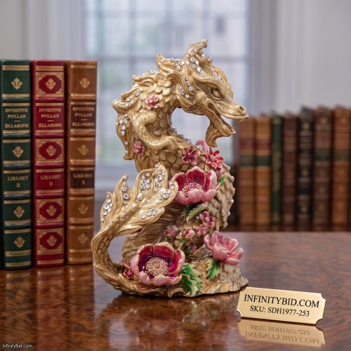 Jay Strongwater JinLong Year of the Dragon Figurine Statue Gold SDH1977-253