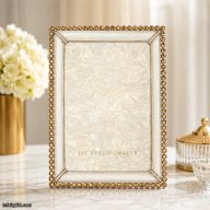 Jay Strongwater Lorraine Stone Edge 4x6 Frame Gold Crystal SPF5919-292