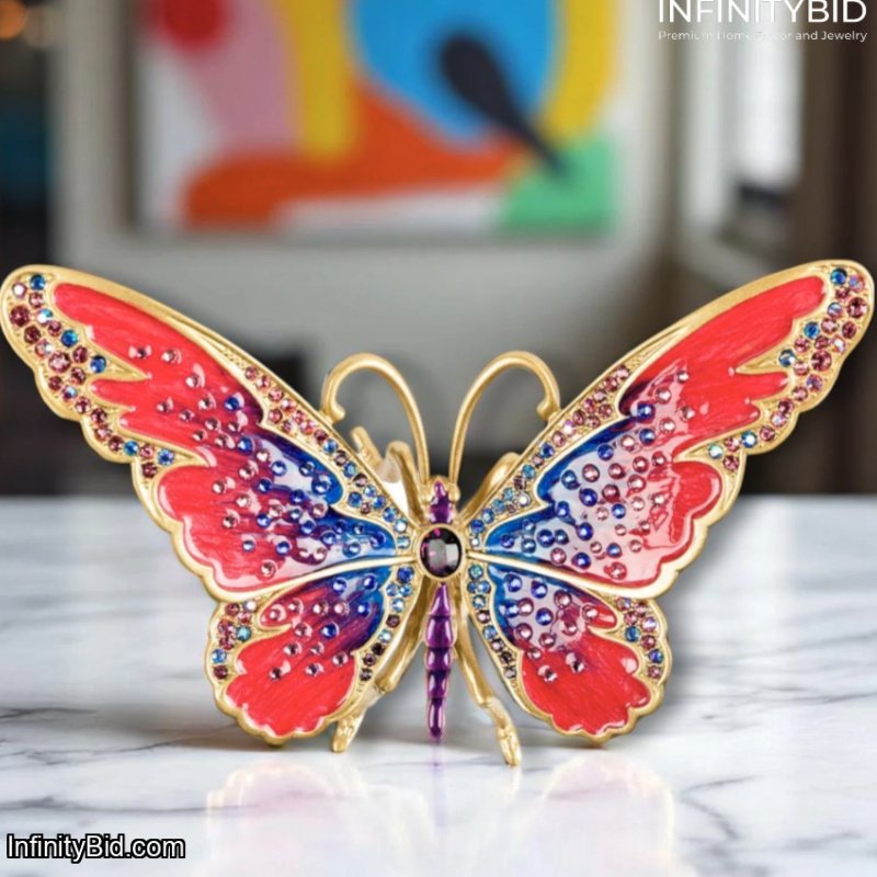Jay Strongwater Puccini Large Butterfly Objet Figurine Crystal Box SDH1928-202