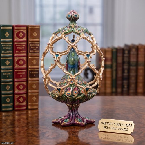 Jay Strongwater Roman Peacock Egg Objet SKU SDH1959-208