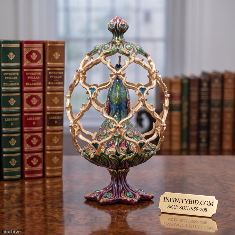 Jay Strongwater Roman Peacock Egg Objet SKU SDH1959-208