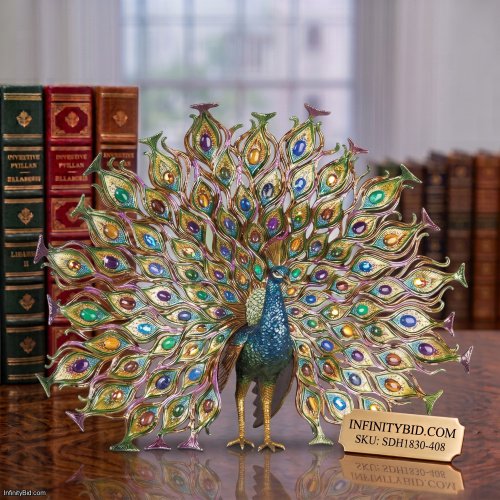 Jay Strongwater Stanton Fan Tail Peacock Figurine SDH1830-408