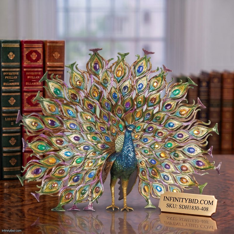 Jay Strongwater Stanton Fan Tail Peacock Figurine SDH1830-408