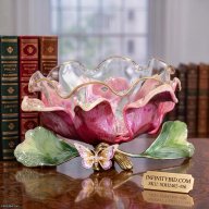 Jay Strongwater Sydney Large Flower Bowl Flora Glass Centerpiece SDH2402-456