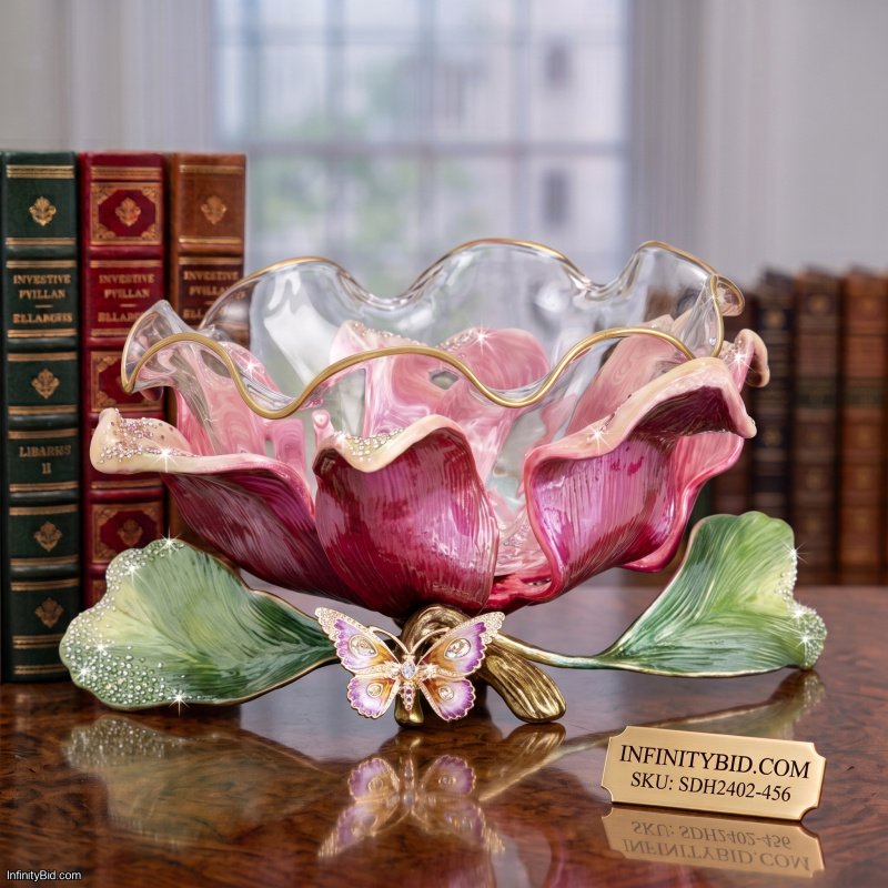 Jay Strongwater Sydney Large Flower Bowl Flora Glass Centerpiece SDH2402-456