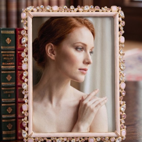 Jay Strongwater Theo Bejeweled 8x10 inch Frame — Baby Pink SPF5921-206