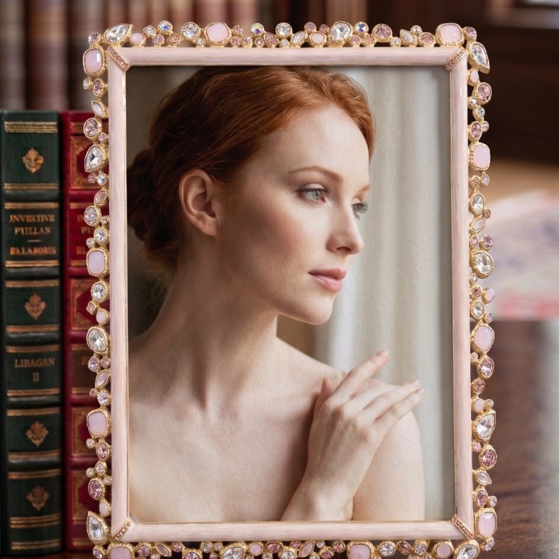 Jay Strongwater Theo Bejeweled 8x10 inch Frame — Baby Pink SPF5921-206