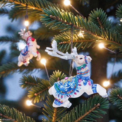 Jay Strongwater Vixen Glass Ornament – Christmas Reindeer SKU: SDH2324-250