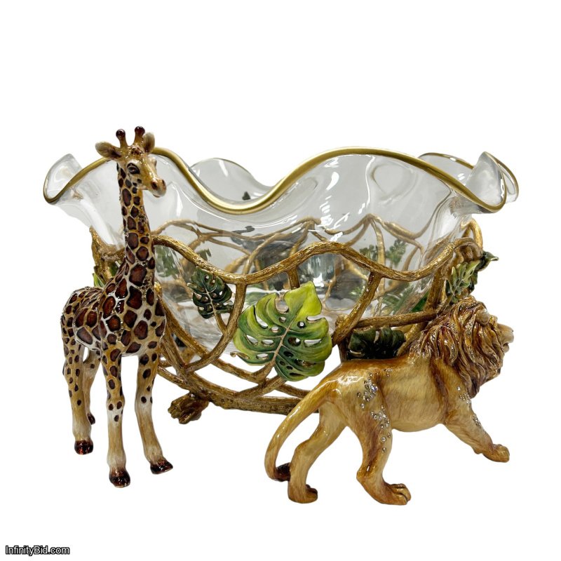 Jay Strongwater Shere Animal Parade Bowl – Handcrafted Glass & 14kt Gold Accents SKU: SDH2616-274