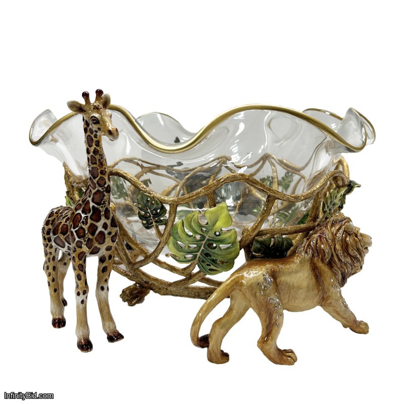 Jay Strongwater Shere Animal Parade Bowl – Handcrafted Glass & 14kt Gold Accents SKU: SDH2616-274